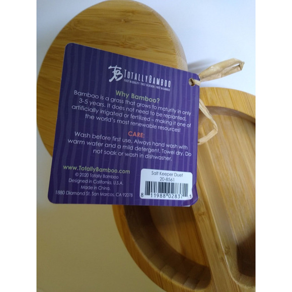 Totally Bamboo Salt Keeper Bowl Duet Salt and Pepper Wood New Unused Wooden - Picture 6 of 6